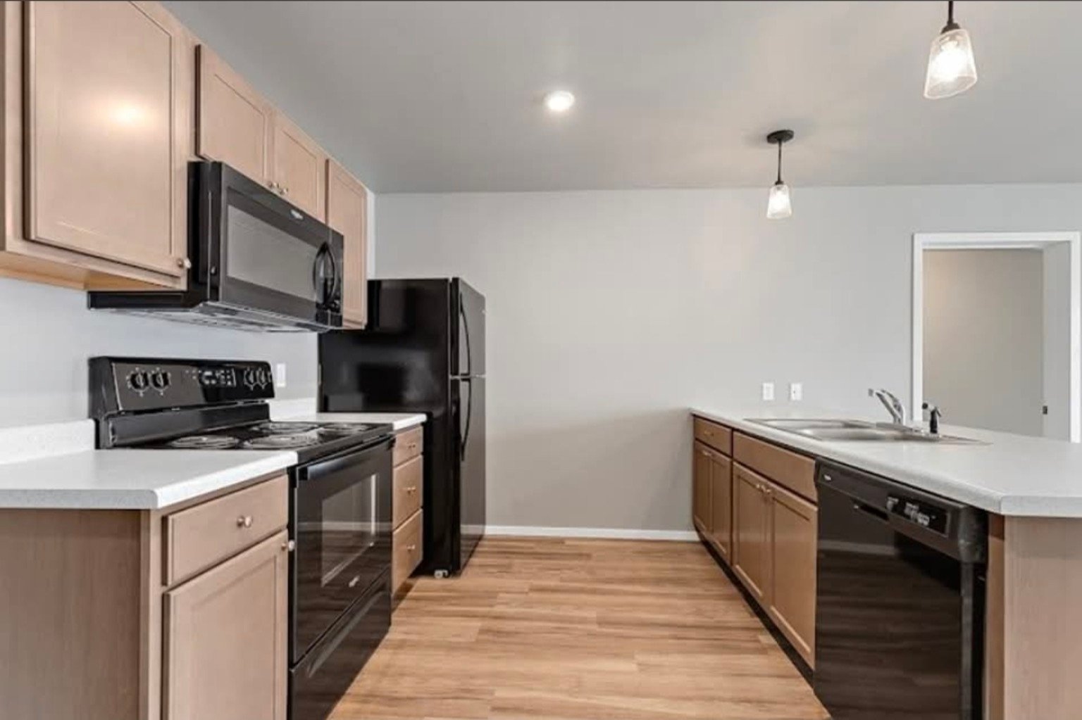 Post-construction cleaned kitchen